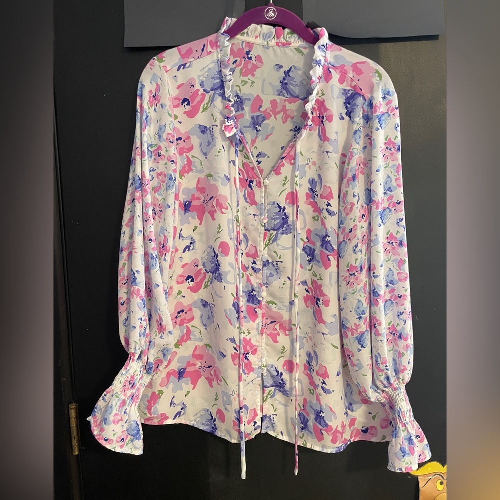 Amazon Pink and Blue Floral Blouse